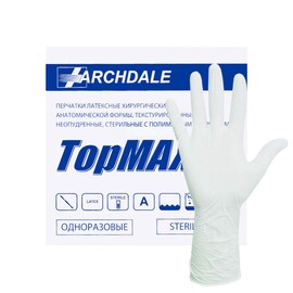 Перчатки "TopMAX" хирургические стерильные текстурированные с полимерным покрытием, размер 6,5